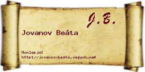 Jovanov Beáta névjegykártya